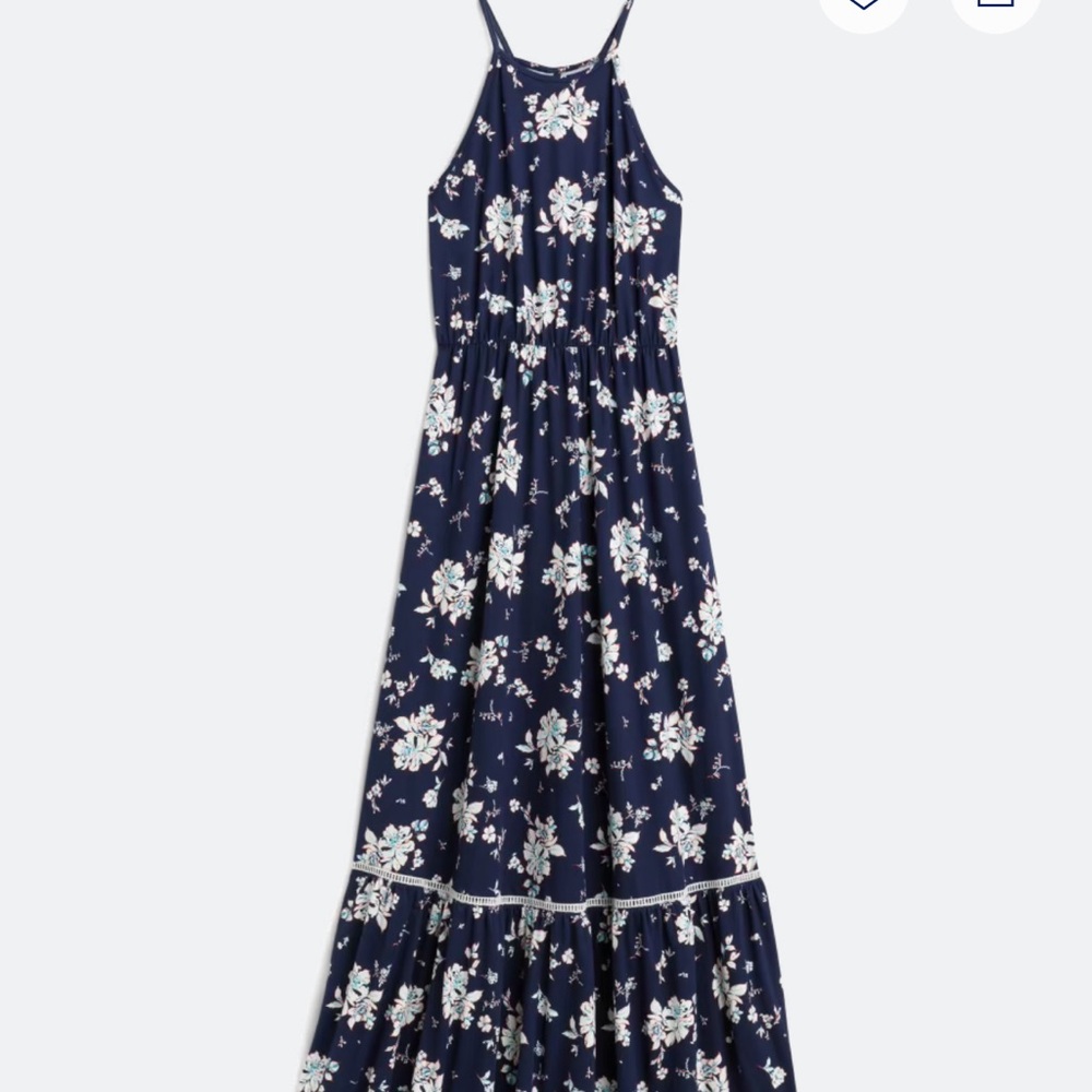 French Grey Navy and White Floral Dress